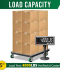5 Inch Heavy Duty Caster Wheels Set Of 4 With Brakes, Polyurethane On Steel Wheel Surface under loaded pallet