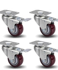 5 Inch Heavy Duty Anti Tangling Caster Wheels Set of 4 with Brakes, 360 Degree Swivel PU Casters, Carbon Steel Plate Mount Design