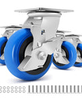 5 inch heavy duty caster wheels set of 4 rated 3500 lb total with smooth rolling design industrial polyurethane wheels and brakes