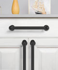 10 Pack 5 Inch Matte Black Cabinet Pulls Solid Heavy Duty Hardware For Cabinets Drawers And Doors 128mm Center Hole Design installed