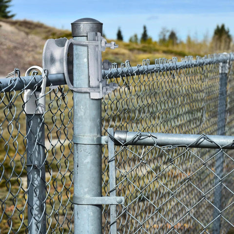 5" Pipe Track Wheel Galvanized on 1 7/8" round post for chain link fence gate frame installation