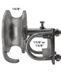 5" Pipe Track Wheel Galvanized, 1 7/8" Round Post for Chain Link Fence Gate Frame Sliding Gate Rollers, side view