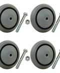 5” Shopping Cart Wheels Kit, Longer Lasting, Ultra Quiet, Chemical resistant, Oil resistant, Grease Resistant (4) with bolts