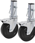 5 Inch Scaffolding Casters Set of 2 With Dual Locking Brakes, 440 Lbs Capacity Per Caster, Stainless Steel and Rubber Construction