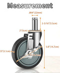 5 Inch Stem Casters For Wire Shelving Heavy Duty Swivel Wheels With Brakes Set Of 4 shown with dimensions and measurements.
