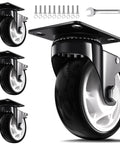 5 inch heavy duty caster wheels set of 4 rated 2600 lb total with 360 swivel & foot brakes quiet floor protecting polyurethane wheels
