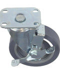 5 Inch Swivel Caster Wheels Set of 4 with Brakes, Heavy Duty Plate Casters, Polyurethane Wheels, 1120 LBS Total Load close-up
