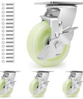 Heavy Duty Caster Wheels 5 Inch - 3500 LBS, PP Plate Castor Set of 4 with Double Ball Bearings, hardware included