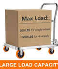 Industrial cart with 5 Inch Swivel Casters Wheels 450lbs Per Wheel Heavy Duty Castors With Brake Polyurethane Dual Locking Set Of 4 Orange DL I5 001 Ideal For Industrial Carts Tool Boxes And Mobile Equipment Smooth Rolling On Wood Concrete And Steel Floors