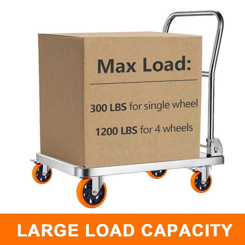 Industrial cart with 5 Inch Swivel Casters Wheels 450lbs Per Wheel Heavy Duty Castors With Brake Polyurethane Dual Locking Set Of 4 Orange DL I5 001 Ideal For Industrial Carts Tool Boxes And Mobile Equipment Smooth Rolling On Wood Concrete And Steel Floors