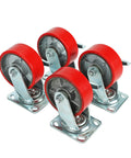 5 Inch By 2 Inch Swivel Polyurethane Wheels Heavy Duty Casters Set Of 4 With Top Lock Brake 1100 Lbs Load Capacity Per Caster