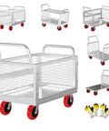 ✝️ 5IN1 Heavy Duty Platform Truck with Cage 44x28 Hand Truck Extra Large Version, various views and features displayed