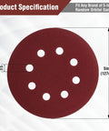 5-inch sanding disc with 8-hole design from 150 Piece Sanding Discs Set 5 Inch 8 Hole Grits 60 To 600 For Random Orbital Sander