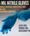 5 Mil Nitrile Gloves XL Box of 100 Latex Free Mechanic Cleaning Gloves on hands