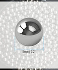 Close-up of a 5mm 304 stainless steel bearing ball for DIY projects and precision machinery and bearings.