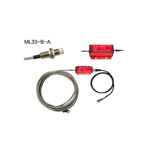 ML33 5mm Eddy Current Displacement Sensor With Return Spring and cables, stainless steel body, for industrial precise position sensing.