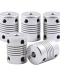 5mm To 5mm Flexible Aluminum Couplings Set For NEMA 17 Stepper Motors And 3D Printers 5 Pieces RepRap And CNC Compatible, side view