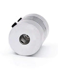 5mm To 5mm Flexible Aluminum Couplings Set For NEMA 17 Stepper Motors And 3D Printers 5 Pieces, close-up view showing aluminum finish