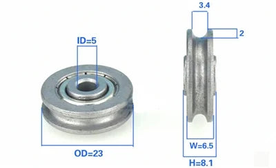 5mm Bore Bearing with 23mm Pulley U Groove Track Roller Bearing 5x23x6.5mm - VXB Ball Bearings