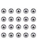 5mm Carbon Steel Bearing Balls, Precision Ball Set of 100, shown in a grid, smooth surface, for Bearings and Mechanical Gears.
