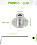 Diagram of Four Piece 5mm Bore Rigid Flange Coupling Set for RC Shafts with detailed measurements and included screws and wrench.