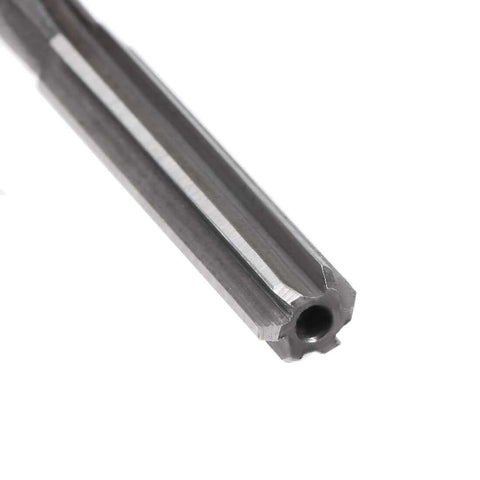 Close-up of 5mm H7 HSS Chucking Reamer For Lathe With 6 Straight Flutes Round Shank Milling Cutter Tool Precise Metric Reaming Drill Bit