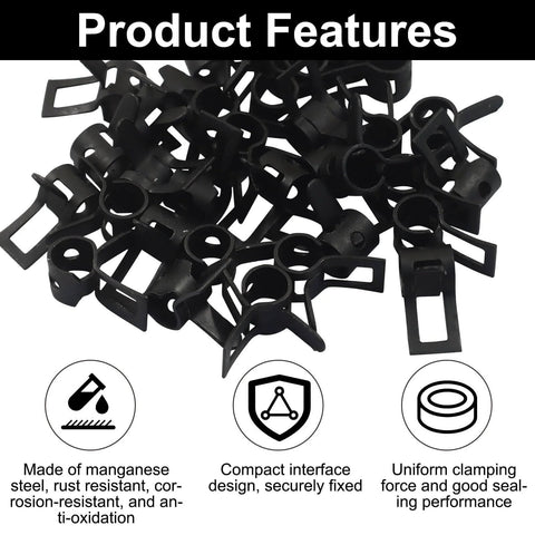 40 Pcs 5mm Spring Band Type Clamps Set For Fuel Line Hose Low Pressure Air Tube Water Pipe And Silicone Hose Fits Five To Five Point Eight Millimeter Outer Diameter Durable Rust Resistant 65Mn Manganese Steel Construction Ideal For Auto And Marine Use