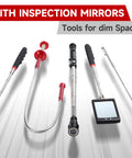 Effortlessly retrieve metal parts from tight spaces with this 5 piece telescoping magnetic pickup tool set including mirror
