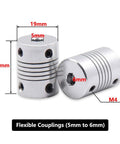 Flexible 5mm To 6mm Aluminum Alloy Couplings 5Pcs Joint Connectors For NEMA 17 Stepper Motors RepRap 3D Printer CNC Machine