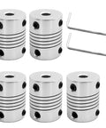 5 Pcs Flexible Couplings 5mm To 8mm Shaft For NEMA 17 Stepper Motors Compatible With Small CNC Machines And 3D Printers, with 2 Allen Wrenches