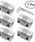 5 Pcs Flexible Couplings 5mm To 8mm Shaft For NEMA 17 Stepper Motors Compatible With Small CNC Machines And 3D Printers Like Prusa I3 Or ORD Bot Includes 2 Allen Wrenches 19mm Diameter Made From Premium Aluminum Alloy For No Fuss Smooth Drive