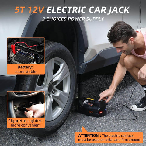 Heavy Duty 5 Ton Hydraulic Floor Jack Kit With Tire Inflator LED Light for Cars SUVs Sedans in use near tire
