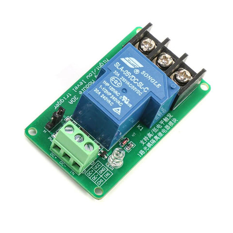 Two Pack 5V Relay Module 30A One Channel With Optocoupler Isolation And High And Low Trigger Built For 5V 12V 24V Power Easy Terminal Connectors