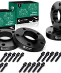 5x120 Hub Centric Wheel Spacers 5 Lug 1 Inch For BMW 1 Series Through 8 Series And M Models 72.56mm Hub Bore 4 Pack Black With M12x1.5 Grade 10.9 Studs