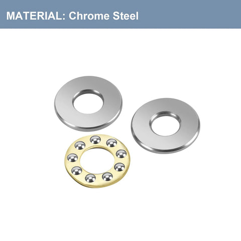 Miniature 5mm By 12mm By 4mm Thrust Ball Bearings Set Of 10 in Chrome Steel AISI 52100 with Brass Cage for small models and RC Planes.