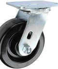 5" x 2" Heavy Duty Phenolic Dumpster Replacement Casters with mounting plate, metal frame and phenolic wheel, side view.
