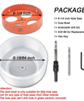 Six And A Quarter Inch Hole Saw Kit With Dust Bowl For Recessed Can Lights Bi Metal Construction Includes Arbor Hex Key package