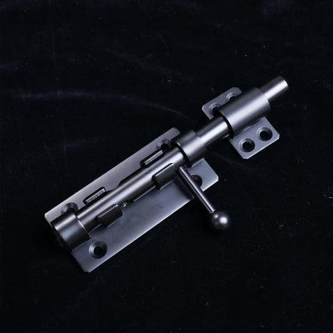 Heavy Duty 6.3 Inch Gate Latch Barrel Bolt Slide Lock in solid 304 stainless steel with black finish for inside doors and shed doors.