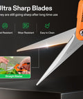 6.5 Inch Gardening Scissors Hand Pruner Pruning Shear With Straight Stainless Steel Blades Orange 1 Pack, ultra sharp blades