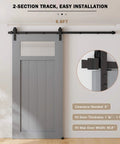 6.8FT Sliding Barn Door Hardware Kit with Upgraded Packaging for Single Doors up to 41 Inch, side view with specifications shown