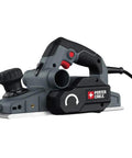 Side view of compact 6 Amp hand planer with 16,500 RPM, 11.5 inch shoe, and dual side dust extraction for cabinetry and trim projects.