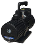 Side view of Powerful 6 CFM Spark Free Vacuum Pump For HVAC Pros Mastercool Black Series 90066 BL SF with handle and oil drain valve