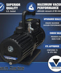 Powerful 6 CFM Spark Free Vacuum Pump For HVAC Pros Mastercool Black Series 90066 BL SF with thermally protected motor and seals