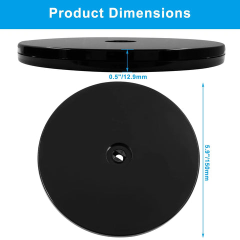 Dimensions of 6-Inch Lazy Susan Turntable With Black Acrylic Surface Ball Bearing Rotation For Cakes And Spices Durable Acrylic Tray.
