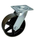 6" inch heavy duty caster wheel - black cast iron - top plate mount built for smooth motion, steady alignment, and clean installs for CNC