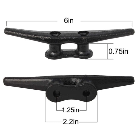 Six Inch Electrophoretic Coated Black Dock Cleats Ideal For Boats Decks Piers And Mooring On The Water Weather Resistant Iron