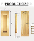 6 Inch Recessed Flush Finger Pull Handles For Pocket Doors And Sliding Doors Closet And Barn Doors Hardware In Brushed Gold Finish with screws