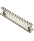 Brushed satin nickel cabinet pull with backplate, 6 inch hole center, part of 5 Pack 6 Inch Hole Center Brushed Satin Nickel Cabinet Pulls With Backplate Heavy Duty Solid Drawer Handles For Kitchen Cabinets And Drawers Kitchen Cabinet Hardware Durable Finish For Smooth Operation And Easy Installation.