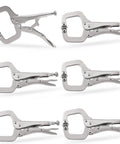 Heavy Duty 6 Inch C Clamp Locking Pliers Set Of 6 With Adjustable Swivel Pads For Woodworking Welding And DIY Projects Built From Heat Treated Alloy Steel For Maximum Toughness And Corrosion Resistance Pocket Hole Clamp And Strong Grip.