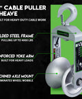 6" Diameter, Cable Puller Sheave, Hook, Wire, Rope | Capacity 6500lb | Compatible with Greenlee Pullers 640,6801,6001 | Staten Tools